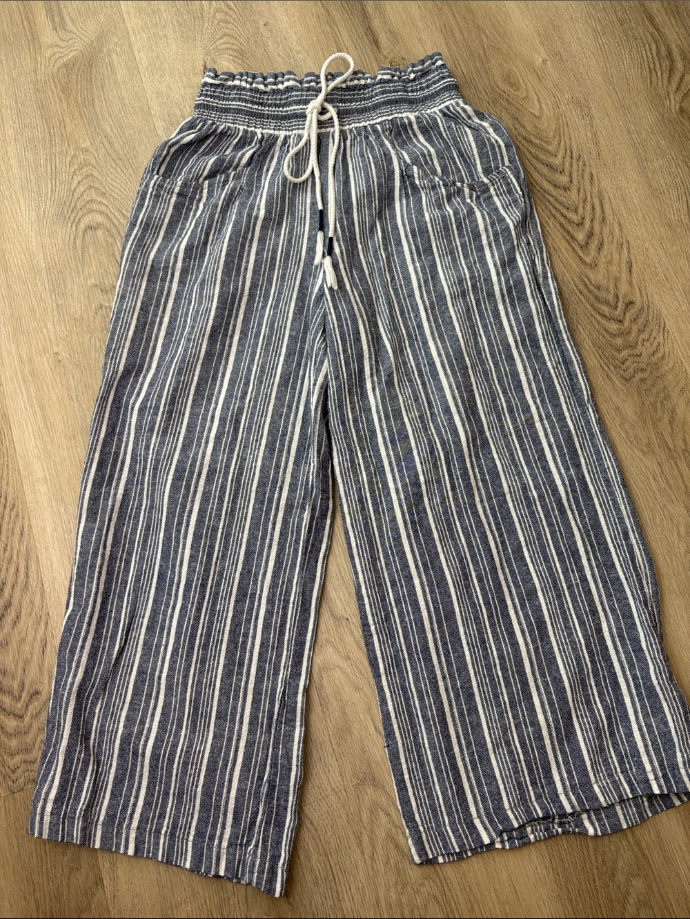 New Look Striped Linen Blend Wide Leg Pants size small resortwear vacation comfy